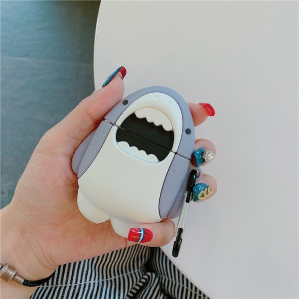 Wholesale Cute Design Cartoon Silicone Cover Skin for Airpod (1 / 2) Charging Case (Shark)